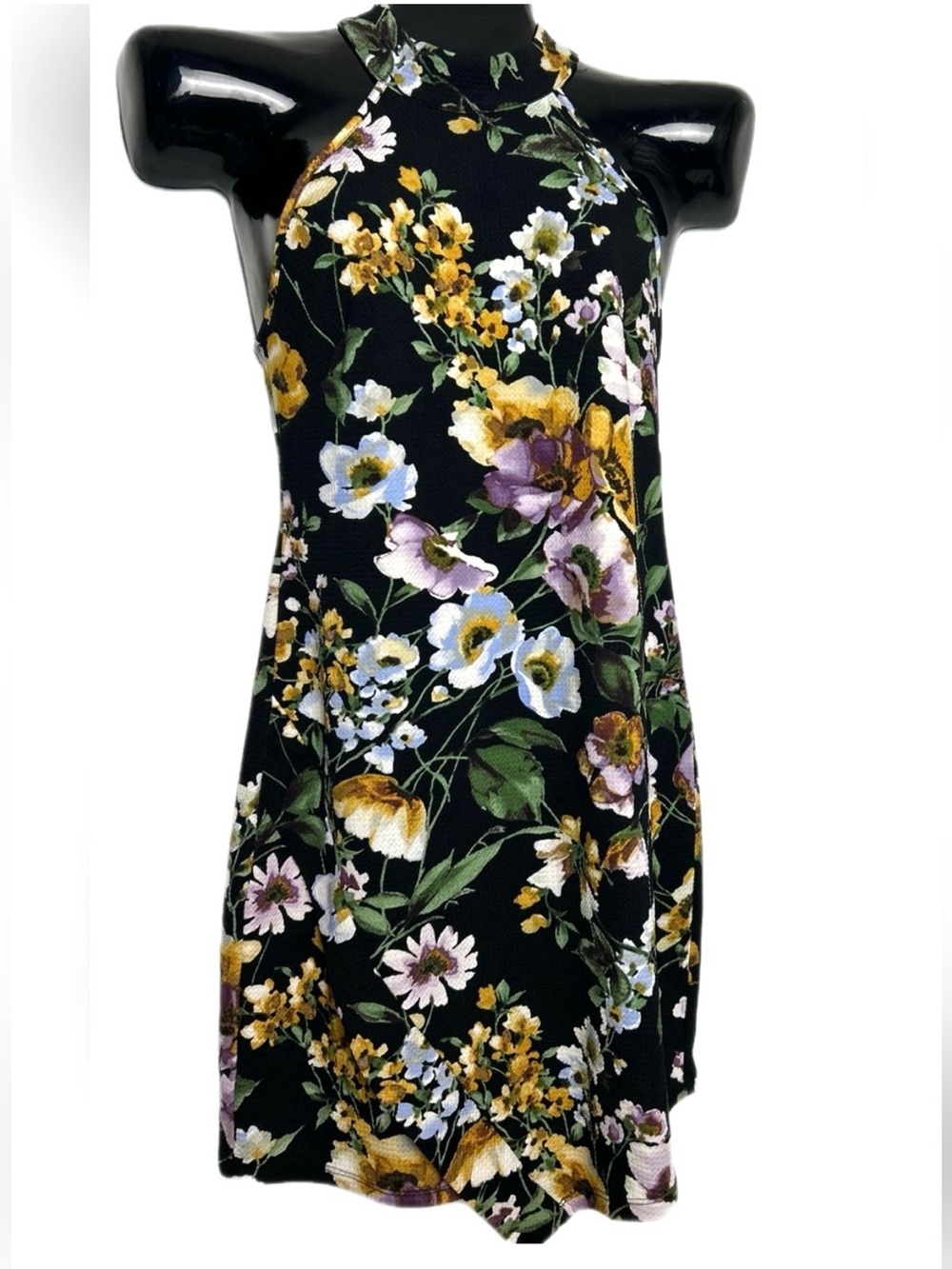 Women's Black One-Shoulder Floral Dress